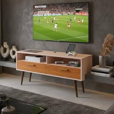 Imagem de Rack Bancada com pés 1.20 Life Copa 2 Portas Moderno Parede TV Até 50Pol Quarto Sala Area Lazer (1.10 com nicho off/cina)