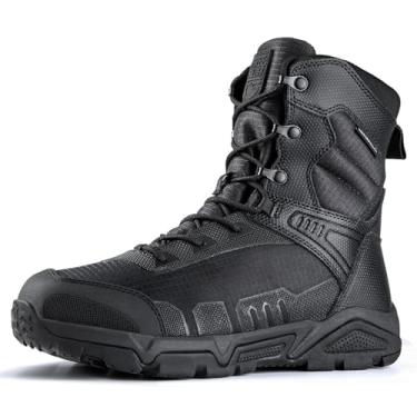 Imagem de FREE SOLDIER Botas táticas militares masculinas impermeáveis para caminhadas e trabalho botas de combate duráveis (preto 12)