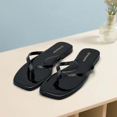 Imagem de Chinelo feminino, bico quadrado, espuma viscoelástica, suporte de arco, sandálias de verão para mulheres 2025, tendência de couro vegano, leve, macio, confortável, nuvem, chinelos femininos essenciais