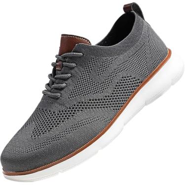 Imagem de Sapato social masculino com cadarço Oxfords Work Tênis de malha leve esportivo caminhada tênis de malha casual, Cinza, 8