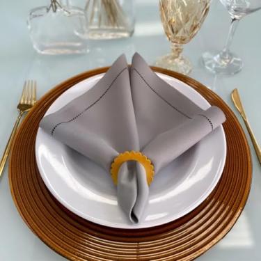 Imagem de Kit Guardanapo De Tecido Para Mesa Posta Ponto Ajour (10, Cinza)