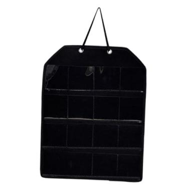Imagem de predolo Painel de armazenamento de crachás montado na parede, compatível com acessório de crachá de 75 mm, versátil, 16 bolsos, Preto