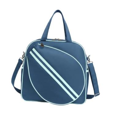 Imagem de Fenteer Bolsa de tênis, bolsa de pickleball, equipamento de academia com zíper, grande capacidade para jogadores, de ombro para raquete de tênis feminina, Azul