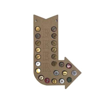 Imagem de Quadro Decorativo Porta Tampinhas Mdf Cru 40x26 Seta Beer  - D'Rossi