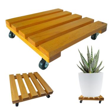 Imagem de Suporte Base Para Vaso de Planta e Botijão de Gás 30 x 30 cm. Deck Móvel Com Rodinhas Giratórias (unidade)