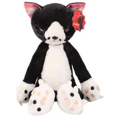 Imagem de Brinquedo de pelúcia, bicho de pelúcia, gato mal-humorado, preto e bra