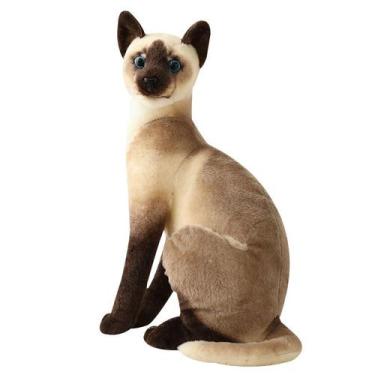 Imagem de Boneca de brinquedo de pelúcia, gato siamês realista de 26 cm com olho