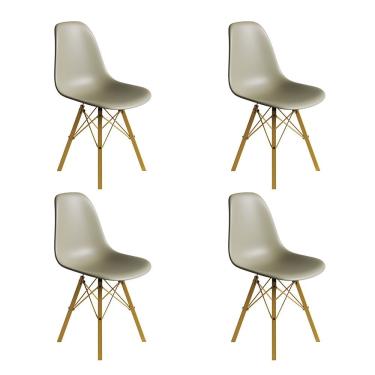 Imagem de Conjunto 4 Cadeiras Eames Estilo Moderno Em Ferro Dourado Com Assento Fendi