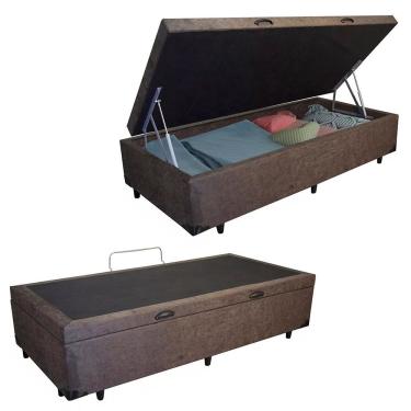 Imagem de Cama Box Baú Solteirão Whc Suede Marrom 96x203x42