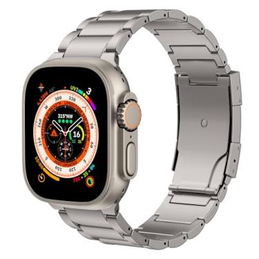 Imagem de MoKo Pulseira de titânio compatível com Apple Watch Ultra 3/2/1 de 49 mm, S11/S10 46 mm, 9/8/7 45 mm, SE3/SE2/SE/6/5/4 de 44 mm, 3/2/1 de 42 mm, SE3/SE2/SE/6/5/4 de 44 mm, 3/2/1 de 42 mm, pulseira de