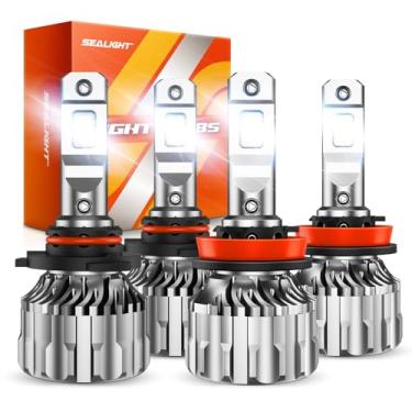 Imagem de SEALIGHT Combo de lâmpadas H9/H8, 6500K 56000LM Luz Branca Fria Super Brilhante Lâmpadas de Neblina Combo com Ventilador de Refrigeração 15000RPM, 5 Min Plug-N-Play, Pacote com 4