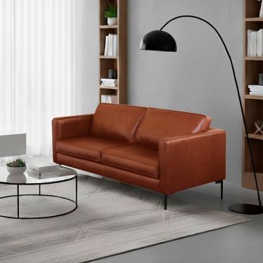 Imagem de Sofá em Couro Legítimo 200cm Atlanta Conhaque