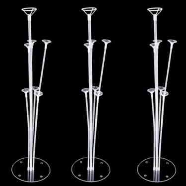 Imagem de Suporte para Balão com 7 Hastes de 70cm – Kit com 3 Unidades | Base Plástica Reforçada para Decoração de Festas, Aniversários e Eventos (3)