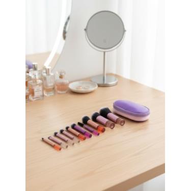 Imagem de Conjunto completo de pincéis de maquiagem com bolsa de viagem com 10 pincéis para sombra, corretivo, base, pó