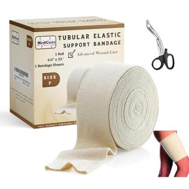 Imagem de Medcore Atadura Médica Tubular Elástica Premium Tamanho F Meia, 4 Polegadas X 33 Pés Mais Um Par de Tesouras Médicas