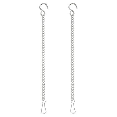 Imagem de PATIKIL 2 correntes suspensas com ganchos S, cabides de plantas de 19 cm para alimentadores de pássaros, lanternas, sinos de vento, quadros-negros e ornamentos, prata