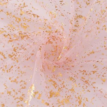 Imagem de P Pothuiny Tecido de tule com glitter, ouro rosa, brilhante, metálico, rede transparente, tecido brilhante para vestido de casamento, saia tutu, artesanato, embalagem de presente, decoração de pano de