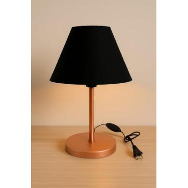 Imagem de Luminária Abajur Infantil De Mesa Criado Quarto Com Cúpula Cor da cúpula Preto Cor da estrutura Cobre (BASE ROSE)