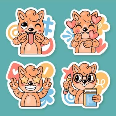 Imagem de Adesivos Kawaii fofos para decoração infantil parede e cadernos coleção feelings emotions com personagem Fred Fox 30x30cm