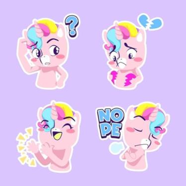 Imagem de Adesivo Kawaii de Unicórnio Decorativo para Quarto, Caderno e Parede Infantil 40x40cm