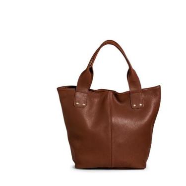 Imagem de Bolsa Sacola Couro Feminina Botão Magnético Estilo Espaçosa Resistente