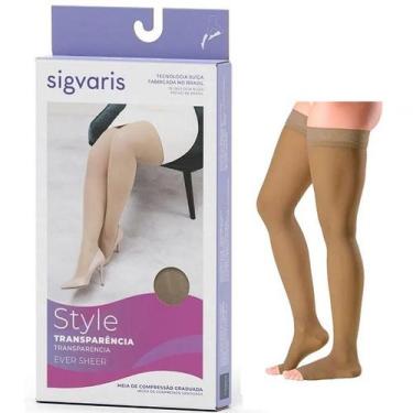 Imagem de Meia 7/8 EVER Sheer 782 AF 20-30 MMHG Sigvaris Aberta, Natural escuro,