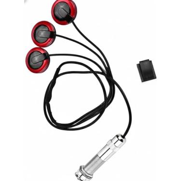 Imagem de Captador de Som para Violão Acústico, Microfone Piezo com Cabo, Design em Vermelho e Preto, Compatível com Instrumentos de Cordas