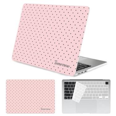 Imagem de Seorsok Compatível com a nova capa MacBook Air de 13,5 polegadas M4 M3 M2 2025 2024-2022 versão A3240 A2681 A3113 Touch ID, capa rígida de plástico de bolinhas preta texturizada creme premium e capa