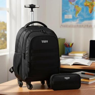 Imagem de Mochila De Rodinhas 360o Haste em Aluminio E Estojo Duplo Escolar Juve