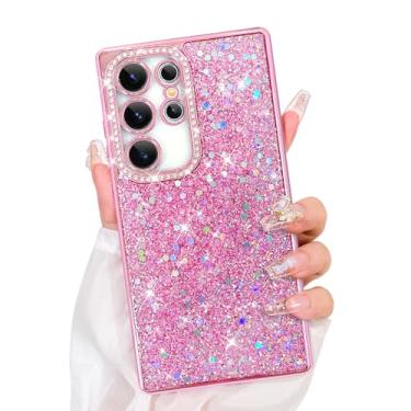 Imagem de Bonoma Capa com glitter para Samsung Galaxy S24 Ultra, capa de telefone protetora macia à prova de choque com diamantes brilhantes brilhantes para mulheres e meninas, capa protetora macia à prova de