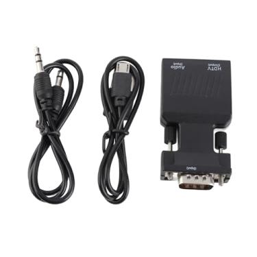 Imagem de Horett Adaptador de interface multimídia VGA para HD com cabo de som de 3,5 mm ativo macho VGA para fêmea HD 1080P 60Hz para projetor de computador e laptop