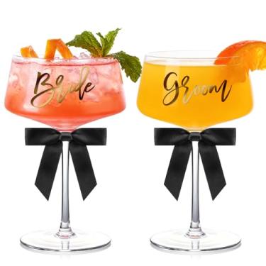 Imagem de Cyrelwing Taças de champanhe para noiva e noivo taças de champanhe para casamento - presentes de noivado para o Sr. e a Sra.