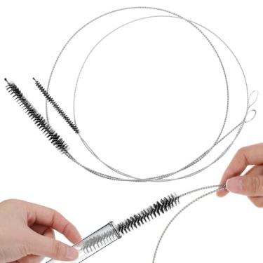 Imagem de 2 limpadores de cachimbo extralongos, escova de limpeza de canudo de 100 cm extra longa, escova de limpeza de tubo preta para limpeza de canudo, tubos de alimentação, linha e bomba