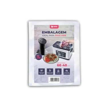 Imagem de CETRO Embalagem Sous Vide 60x40cm – 100 Unidades, Nylon Poli, 12 Micras, Alta Resistência