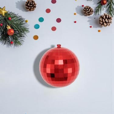 Imagem de Generic 1 peça de bolas de Natal ornamentos de bola de Natal quadriculada sem laço de plástico vermelho brilhante 8 cm