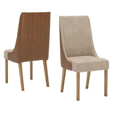 Imagem de Cadeira Para Mesa De Jantar Ivy Kit 02 Peças Corano Caramelo Creme - Henn