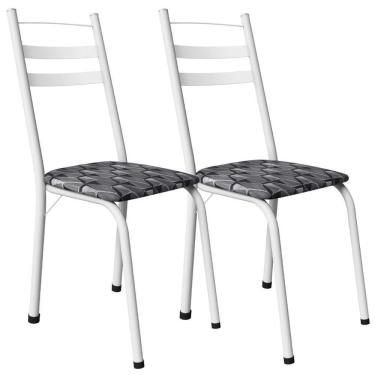 Imagem de Kit 2 Cadeiras Tubular America 061 Branco Assento Mosaico Silver Artef