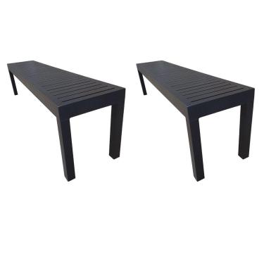 Imagem de Kit 2 Bancos Ripados Em Alumínio 1.50m Preto
