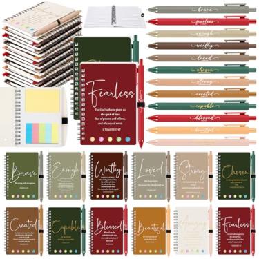 Imagem de Kosiz 60 conjuntos/120 peças de presentes cristãos diários de oração de Natal em massa cadernos de escrituras inspiradoras com caneta bíblica, presente de igreja religiosa para mulheres, homens, avós