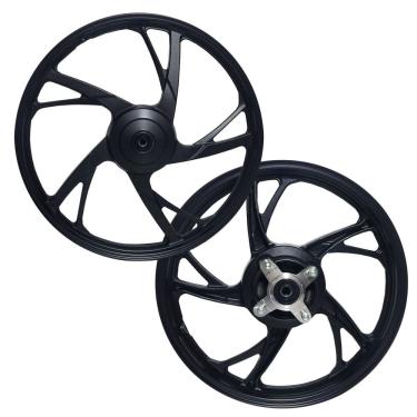 Imagem de Roda Liga Leve Par Honda Pop 100 2007 A 2015 Pop 110 2016 A 2022 Pé De Galinha Preta Tambor Spec