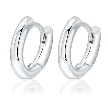 Imagem de by FACADE Brincos de argola redondos pequenos banhados a ouro rosa para mulheres | Brincos de argola prata e ouro rosa, Ouro rosa Prata esterlina, Sem pedra preciosa