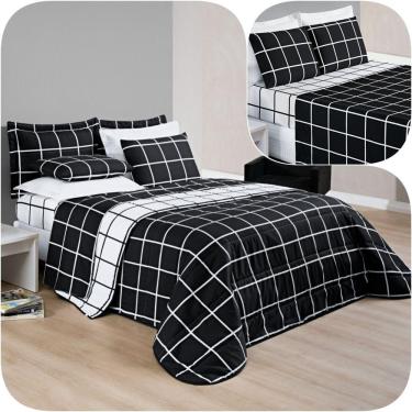 Imagem de Kit Cobre Leito Solteiro Dustin 200 Fios Com Jogo De Lençol - 5 Peças Preto