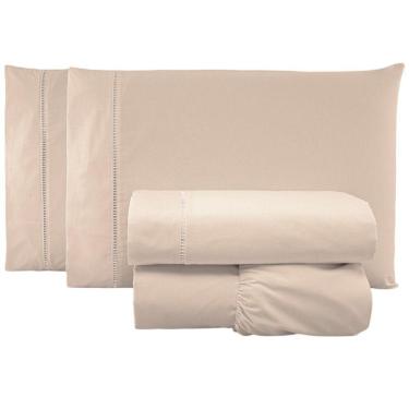 Imagem de Jogo De Lençol Casal Padrão Percal 200 Fios 100% Algodão 4 Peças - Caqui