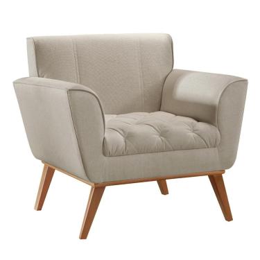 Imagem de Poltrona Lyz Luxo Madeira Maciça Castellar Móbile Linho Bege Claro Linho Bege Claro