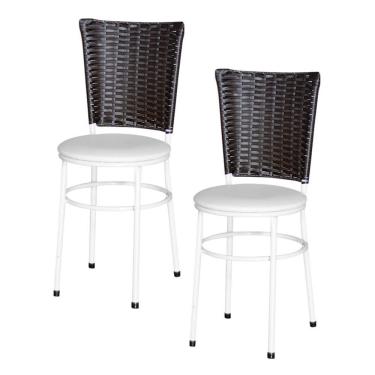 Imagem de 2 Cadeiras Para Mesa Branca Hawai Marrom Cor:branco