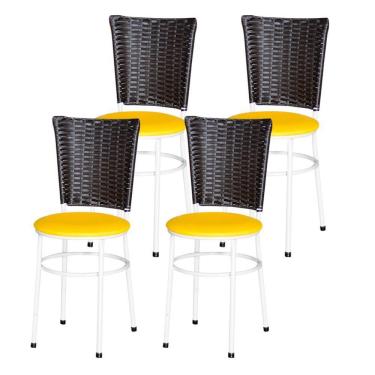 Imagem de 4 Cadeiras Para Mesa Branca Hawai Marrom Branco