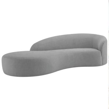 Imagem de Divã Recamier Orgânico França 160cm Lado Direito Linho Cinza Claro