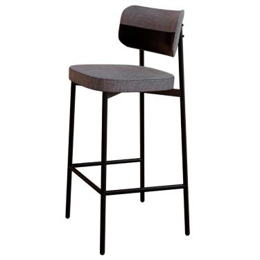 Imagem de Banqueta Alta Bar Estofada Ella M25 Linho Cinza-preto - Mpozenato
