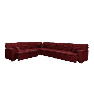 Imagem de Sofá Magno 3.32x4.57m De Canto, Retrátil E Reclinável - Vinho