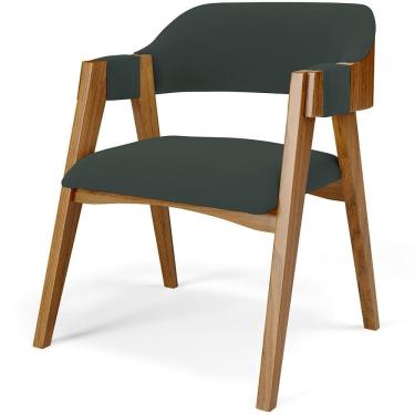 Imagem de Cadeira Para Sala De Jantar E Estar Living Estofada Suran L02 Suede Verde Musgo - Lyam